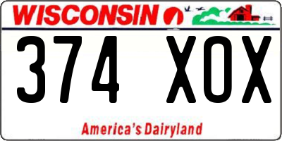 WI license plate 374XOX