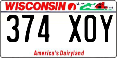 WI license plate 374XOY