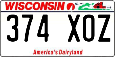 WI license plate 374XOZ