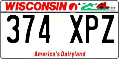 WI license plate 374XPZ