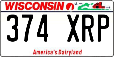 WI license plate 374XRP