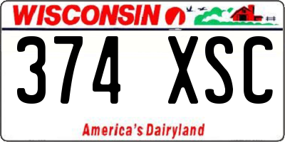 WI license plate 374XSC