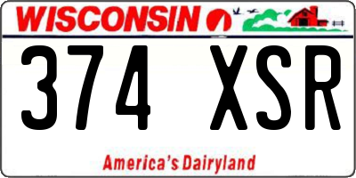 WI license plate 374XSR