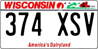 WI license plate 374XSV