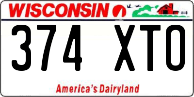 WI license plate 374XTO