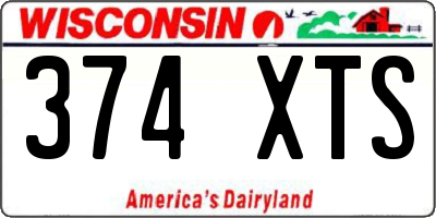 WI license plate 374XTS