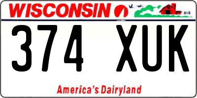 WI license plate 374XUK