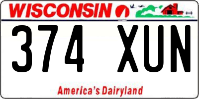 WI license plate 374XUN