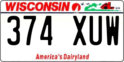 WI license plate 374XUW