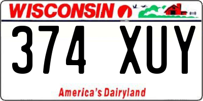 WI license plate 374XUY