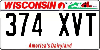 WI license plate 374XVT