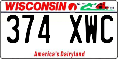 WI license plate 374XWC