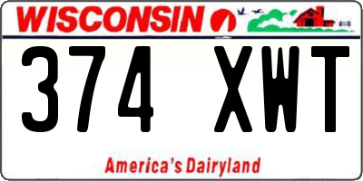 WI license plate 374XWT