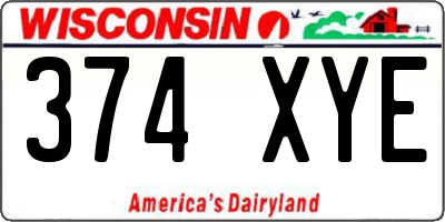 WI license plate 374XYE