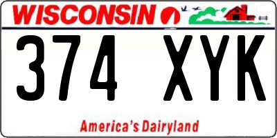 WI license plate 374XYK