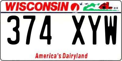 WI license plate 374XYW