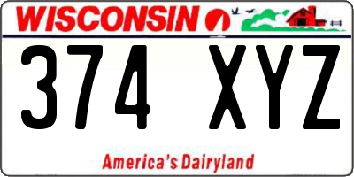 WI license plate 374XYZ