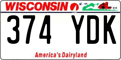 WI license plate 374YDK