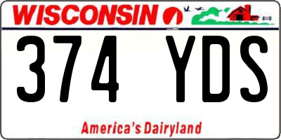 WI license plate 374YDS