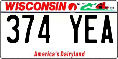 WI license plate 374YEA