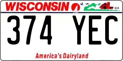 WI license plate 374YEC