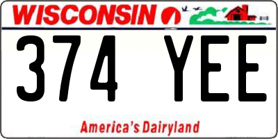 WI license plate 374YEE
