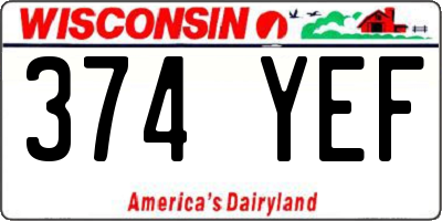 WI license plate 374YEF