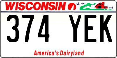 WI license plate 374YEK