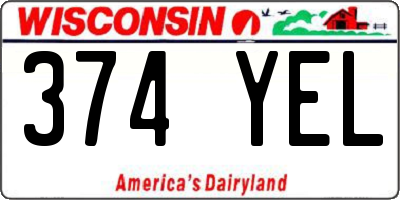 WI license plate 374YEL