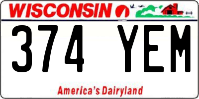 WI license plate 374YEM