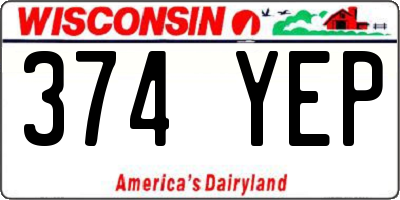 WI license plate 374YEP