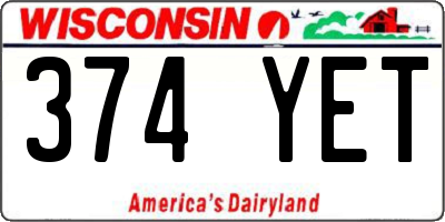 WI license plate 374YET