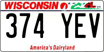 WI license plate 374YEV