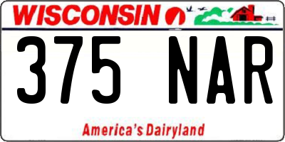 WI license plate 375NAR