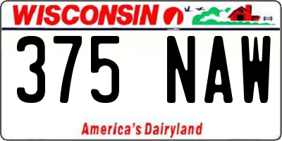 WI license plate 375NAW