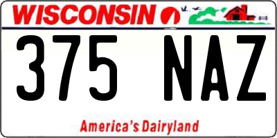 WI license plate 375NAZ