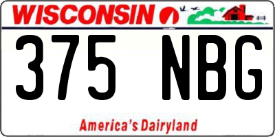 WI license plate 375NBG