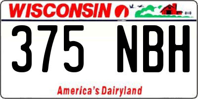 WI license plate 375NBH