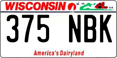 WI license plate 375NBK