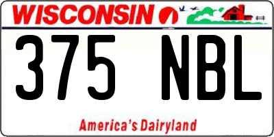 WI license plate 375NBL