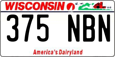 WI license plate 375NBN