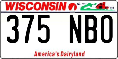 WI license plate 375NBO