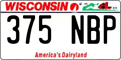 WI license plate 375NBP