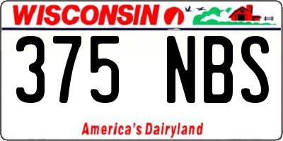 WI license plate 375NBS