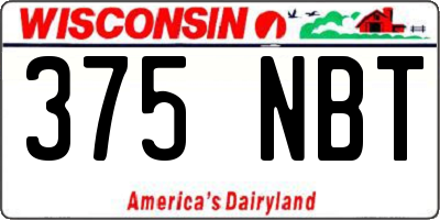 WI license plate 375NBT