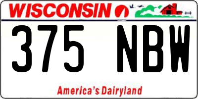 WI license plate 375NBW