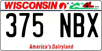WI license plate 375NBX