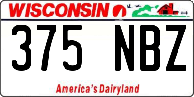 WI license plate 375NBZ