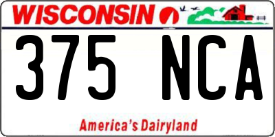 WI license plate 375NCA
