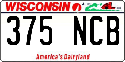 WI license plate 375NCB